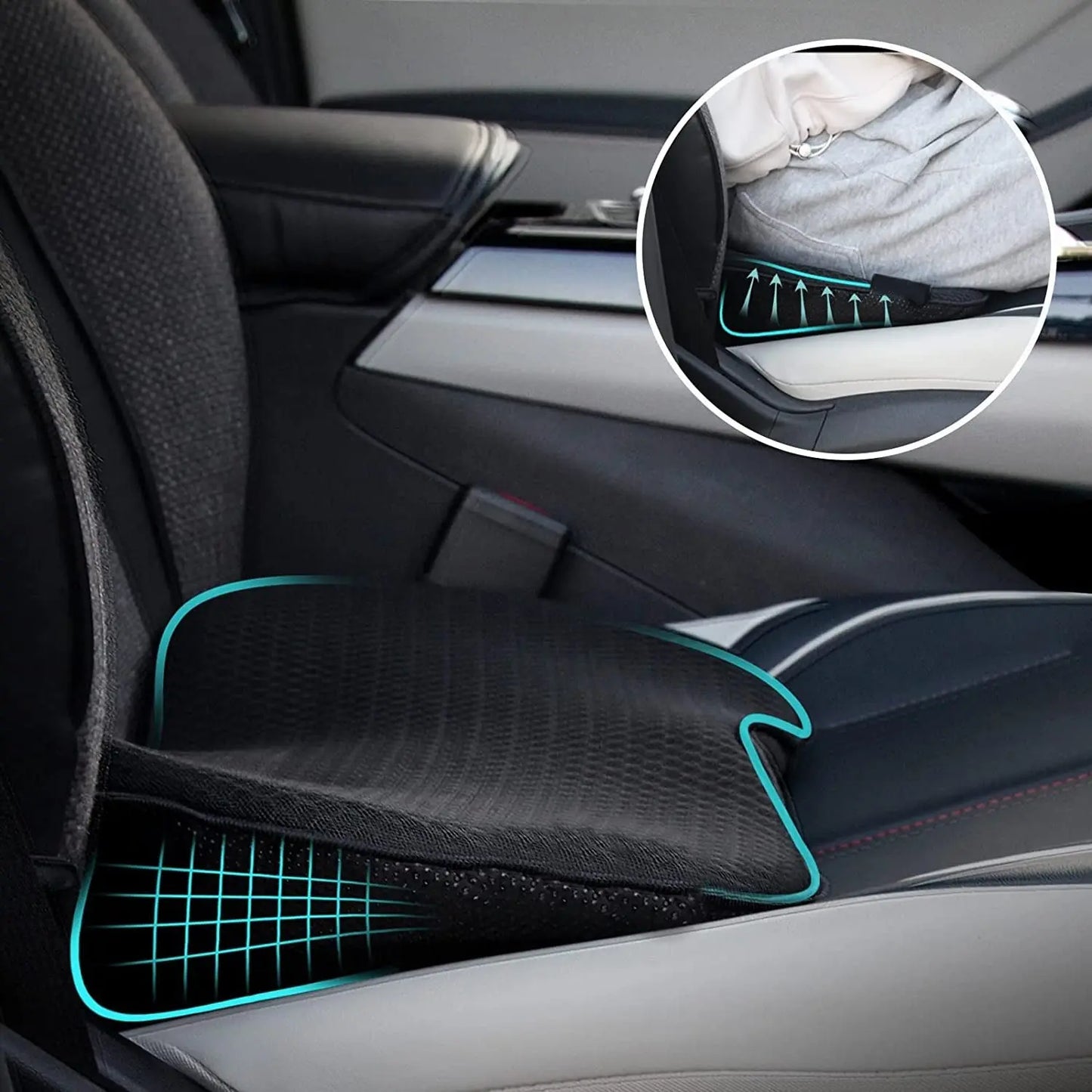 Car Seat Cushion with Memory Foam and 3.5-Inch Lift, Breathable Zippered Cover Veldora