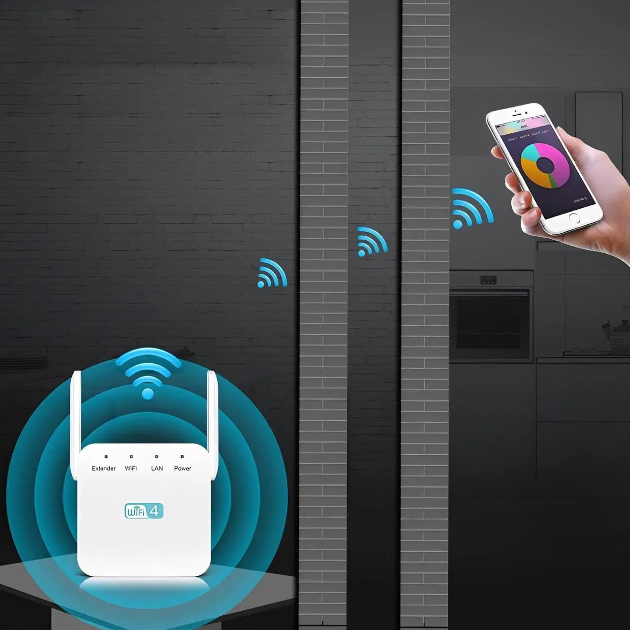 WiFi Range Extender with Dual-Band 2.4/5GHz and Gigabit Ethernet, Compact One-Touch Setup Veldora
