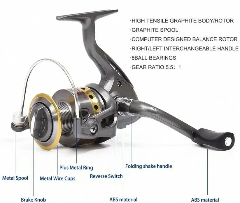 Telescopic Fishing Rod Kit with Spinning Reel and Tackle Bag, Carbon Fiber 1.8m Veldora