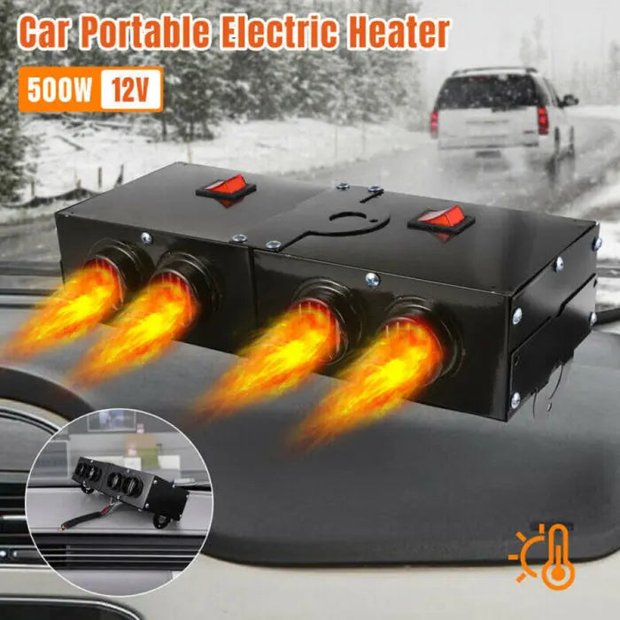 12V Car Heater with Ceramic Heating Element and Dual-Zone Control, Dashboard Mount Veldora