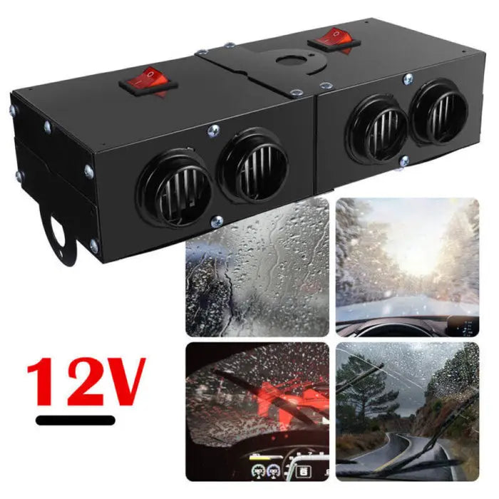 12V Car Heater with Ceramic Heating Element and Dual-Zone Control, Dashboard Mount Veldora