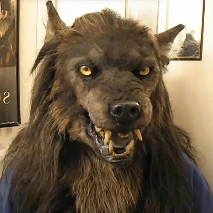 Wolf Mask with Realistic Silicone Fur and Adjustable Strap, Large Eye Openings Veldora