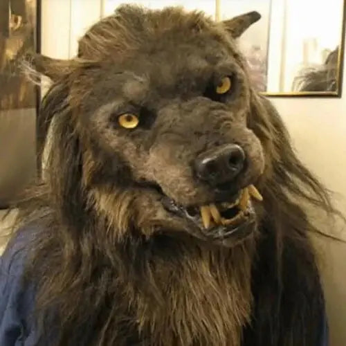 Wolf Mask with Realistic Silicone Fur and Adjustable Strap, Large Eye Openings Veldora