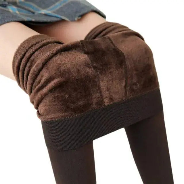 Thermal Leggings with Fleece Lining and High-Rise Waist, Four-Way Stretch Veldora