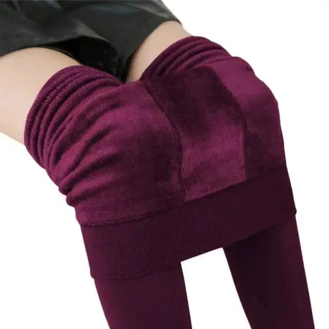 Thermal Leggings with Fleece Lining and High-Rise Waist, Four-Way Stretch Veldora